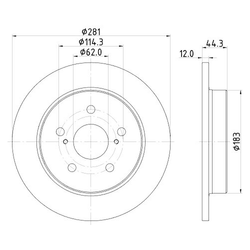 Bremsscheibe Hella 8DD 355 132-401 Pro f&uuml;r Toyota Lexus Toyota (gac) Hinterachse