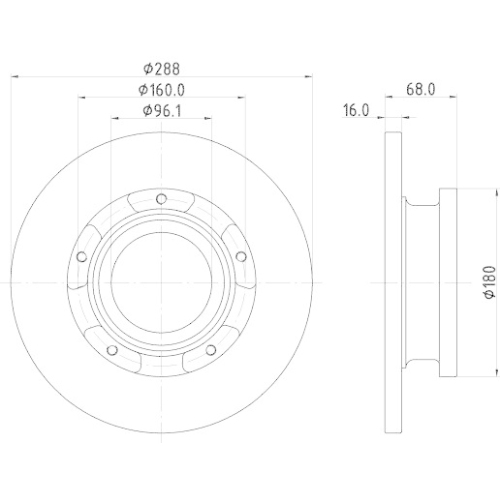Bremsscheibe Hella 8DD 355 120-181 f&uuml;r Ford Hinterachse