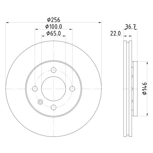 Bremsscheibe Hella 8DD 355 125-391 Pro f&uuml;r Audi Seat Skoda VW Vorderachse