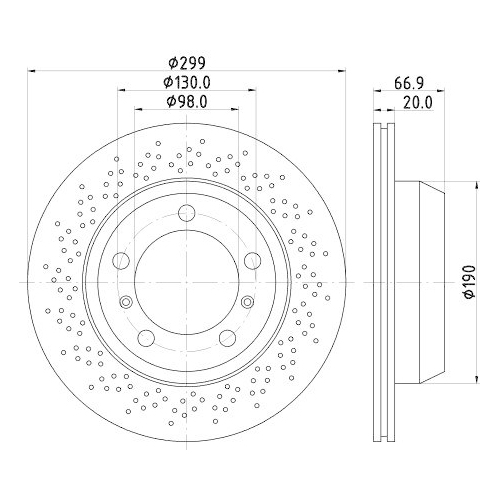 Bremsscheibe Hella 8DD 355 120-221 Pro f&uuml;r Porsche Hinterachse
