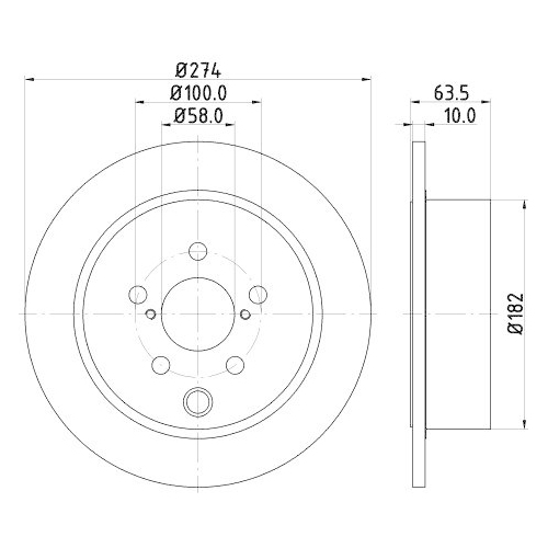 Bremsscheibe Hella 8DD 355 120-341 Pro f&uuml;r Subaru Hinterachse