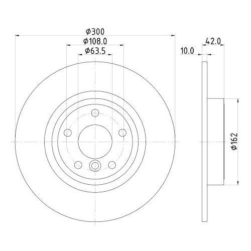 Bremsscheibe Hella 8DD 355 132-391 Pro f&uuml;r Jaguar Hinterachse