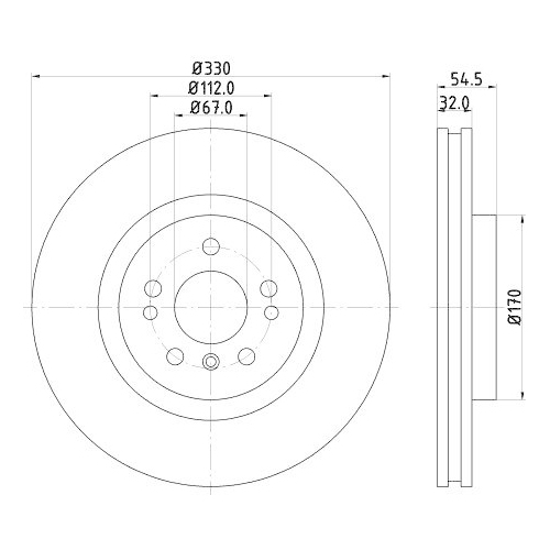 Bremsscheibe Hella 8DD 355 126-301 Pro High Carbon f&uuml;r Mercedes Benz Vorderachse