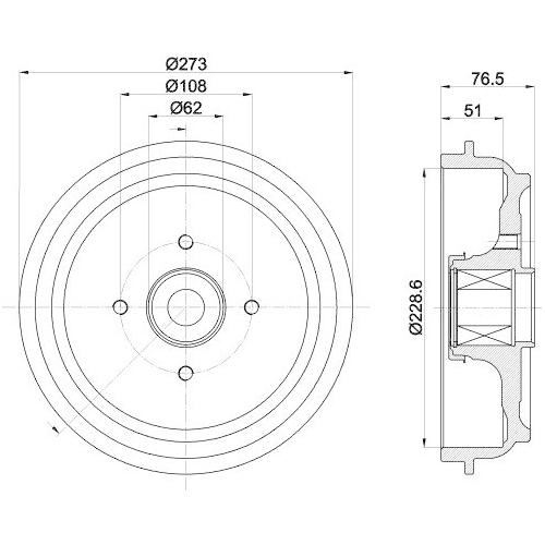 Bremstrommel Hella 8DT 355 302-771 für Citroën Peugeot Hinterachse