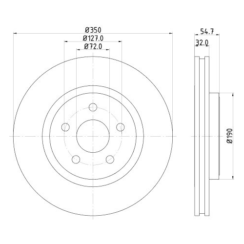 Bremsscheibe Hella 8DD 355 122-411 Pro High Carbon f&uuml;r Dodge Jeep Vorderachse