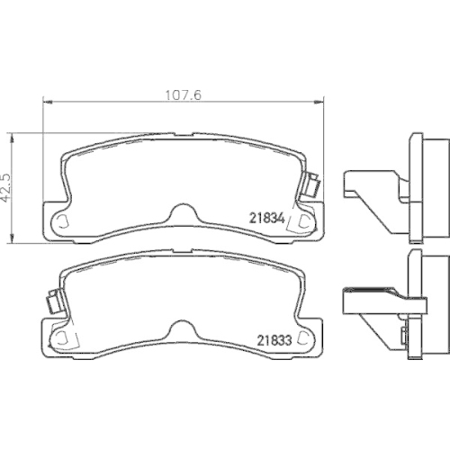 Bremsbelagsatz Scheibenbremse Hella 8DB 355 006-431 f&uuml;r Daihatsu Nissan Toyota