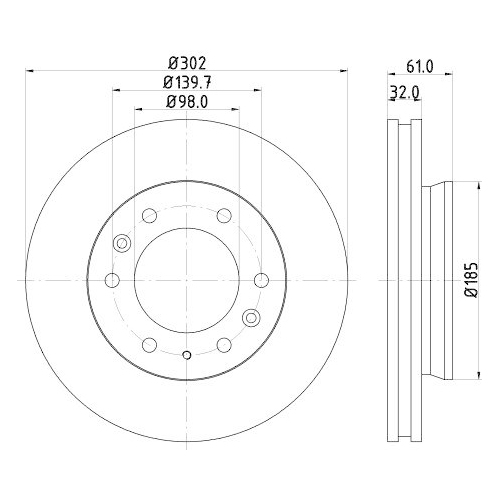 Bremsscheibe Hella 8DD 355 119-211 Pro f&uuml;r Ford Mazda Vorderachse