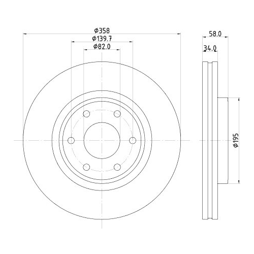 Bremsscheibe Hella 8DD 355 132-441 Pro f&uuml;r Nissan Vorderachse