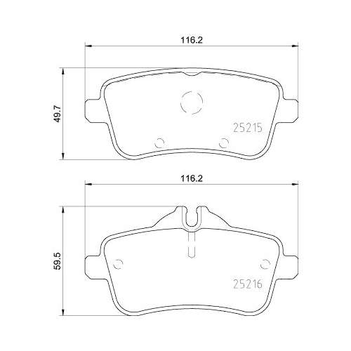 Bremsbelagsatz Scheibenbremse Hella 8DB 355 020-161 f&uuml;r Mercedes Benz Evobus Amc