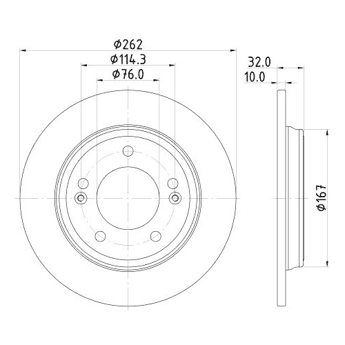 Bremsscheibe Hella 8DD 355 132-611 Pro f&uuml;r Hyundai Kia Hinterachse