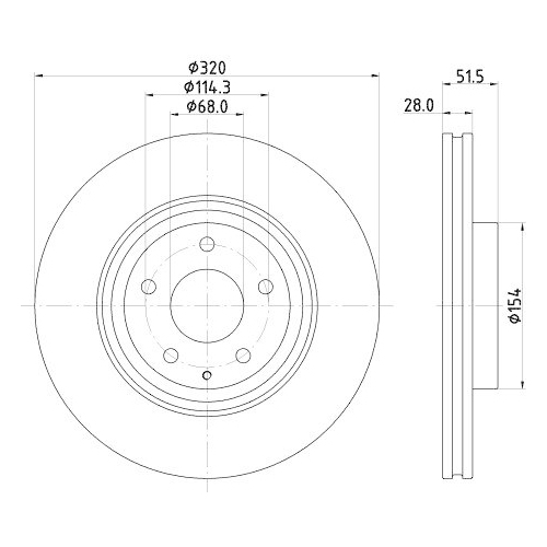 Bremsscheibe Hella 8DD 355 132-691 Pro für Mazda Vorderachse
