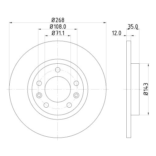 Bremsscheibe Hella 8DD 355 120-491 Pro f&uuml;r Citro&euml;n Opel Peugeot Toyota Vauxhall