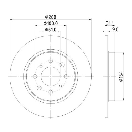 Bremsscheibe Hella 8DD 355 122-531 Pro f&uuml;r Honda Hinterachse