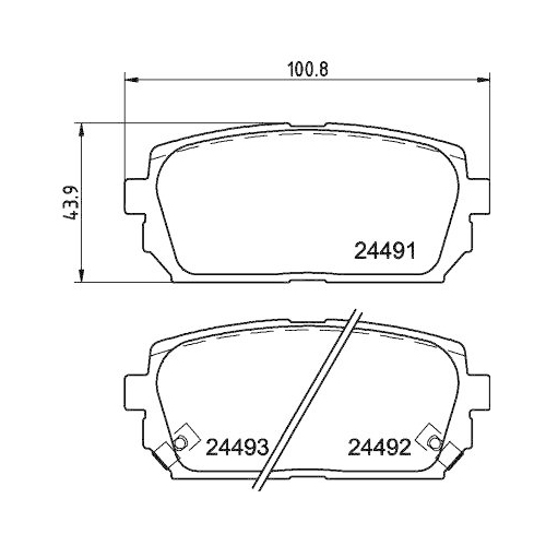 Bremsbelagsatz Scheibenbremse Hella 8DB 355 012-971 f&uuml;r Kia Hinterachse