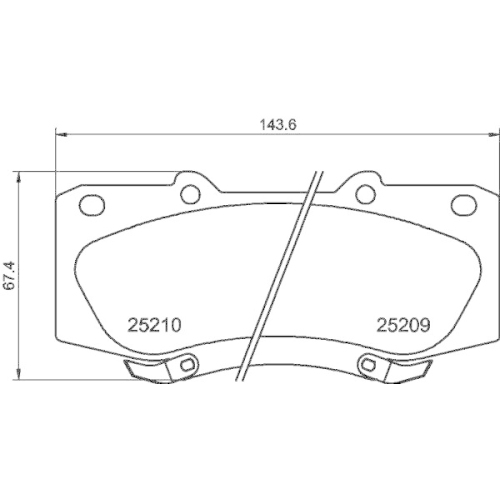 Bremsbelagsatz Scheibenbremse Hella 8DB 355 015-821 f&uuml;r Toyota Vorderachse