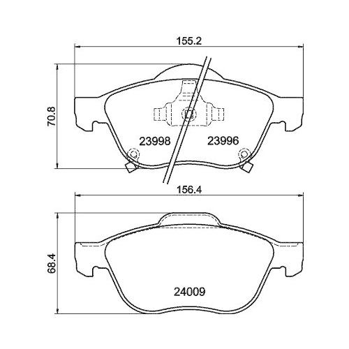 Bremsbelagsatz Scheibenbremse Hella 8DB 355 011-041 f&uuml;r Toyota Vorderachse