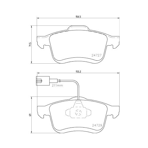 Bremsbelagsatz Scheibenbremse Hella 8DB 355 024-691 f&uuml;r Chrysler Fiat Lancia