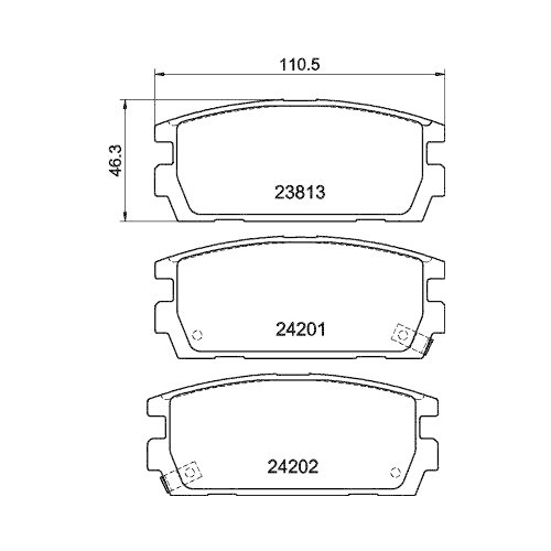 Bremsbelagsatz Scheibenbremse Hella 8DB 355 011-841 f&uuml;r Hyundai Hinterachse