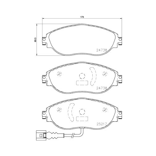 Bremsbelagsatz Scheibenbremse Hella 8DB 355 021-971 f&uuml;r Audi Seat Skoda VW Amc