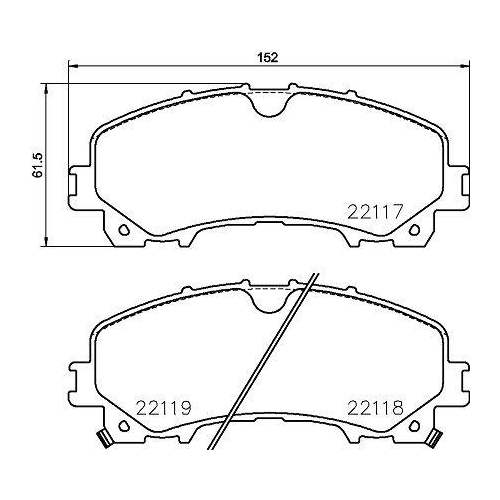 Bremsbelagsatz Scheibenbremse Hella 8DB 355 024-621 f&uuml;r Nissan Renault Infiniti