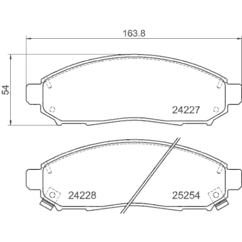 Bremsbelagsatz Scheibenbremse Hella 8DB 355 016-121 f&uuml;r Nissan Infiniti
