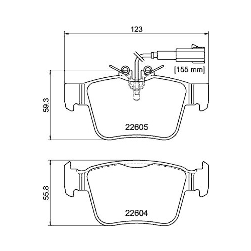 Bremsbelagsatz Scheibenbremse Hella 8DB 355 025-881 f&uuml;r Alfa Romeo Amc