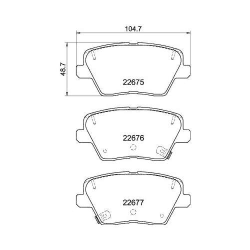 Bremsbelagsatz Scheibenbremse Hella 8DB 355 037-891 f&uuml;r Hyundai Amc Hinterachse