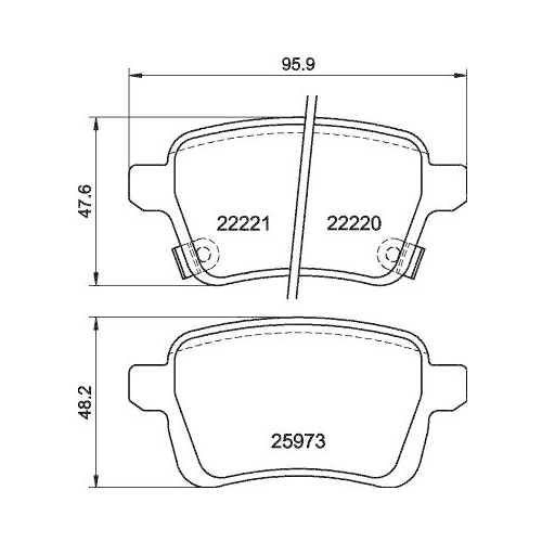 Bremsbelagsatz Scheibenbremse Hella 8DB 355 024-651 f&uuml;r Opel Vauxhall Amc