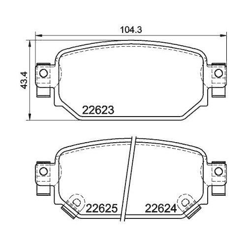 Bremsbelagsatz Scheibenbremse Hella 8DB 355 039-141 f&uuml;r Mazda Amc Hinterachse