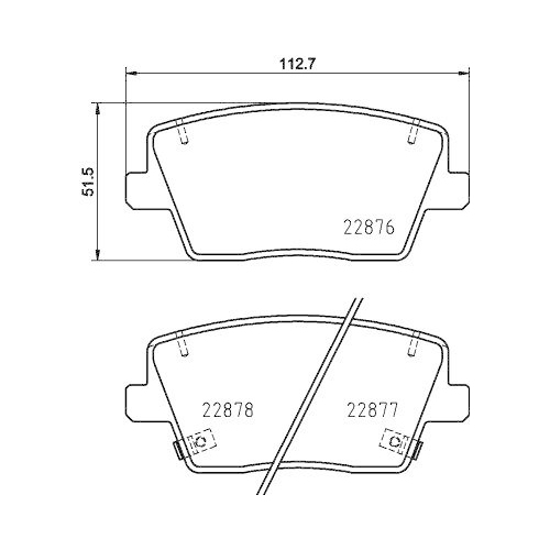 Bremsbelagsatz Scheibenbremse Hella 8DB 355 039-431 f&uuml;r Hyundai Amc Hinterachse