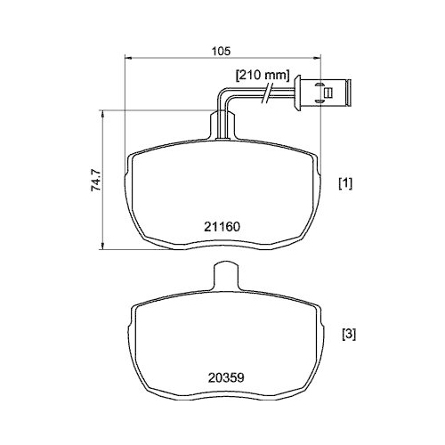 Bremsbelagsatz Scheibenbremse Hella 8DB 355 005-831 f&uuml;r Alfa Romeo Ford Iveco