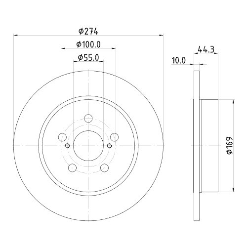 Bremsscheibe Hella 8DD 355 134-411 Pro f&uuml;r Mazda Toyota Hinterachse