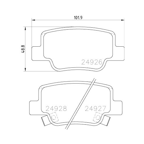 Bremsbelagsatz Scheibenbremse Hella 8DB 355 014-891 f&uuml;r Toyota Hinterachse