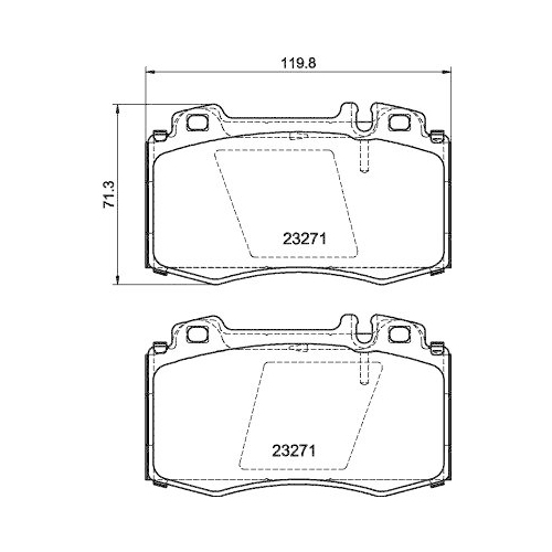 Bremsbelagsatz Scheibenbremse Hella 8DB 355 008-691 f&uuml;r Mercedes Benz Evobus