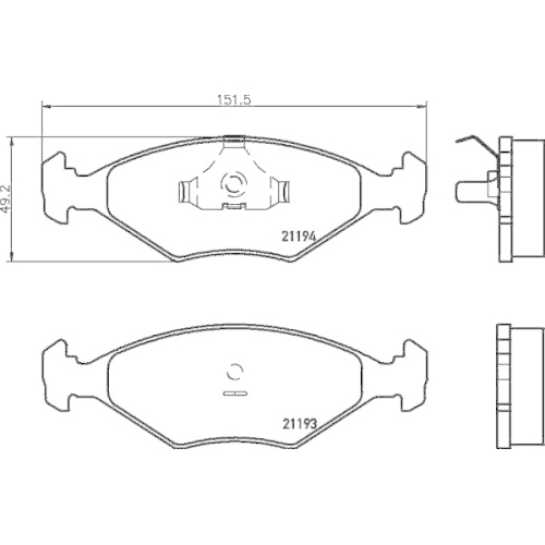 Bremsbelagsatz Scheibenbremse Hella 8DB 355 024-761 f&uuml;r Fiat Vorderachse