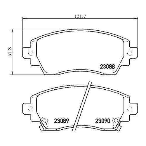 Bremsbelagsatz Scheibenbremse Hella 8DB 355 017-101 f&uuml;r Toyota Vorderachse