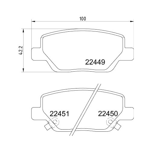 Bremsbelagsatz Scheibenbremse Hella 8DB 355 025-861 f&uuml;r Fiat Hinterachse