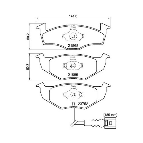 Bremsbelagsatz Scheibenbremse Hella 8DB 355 009-801 für Audi Seat Skoda VW