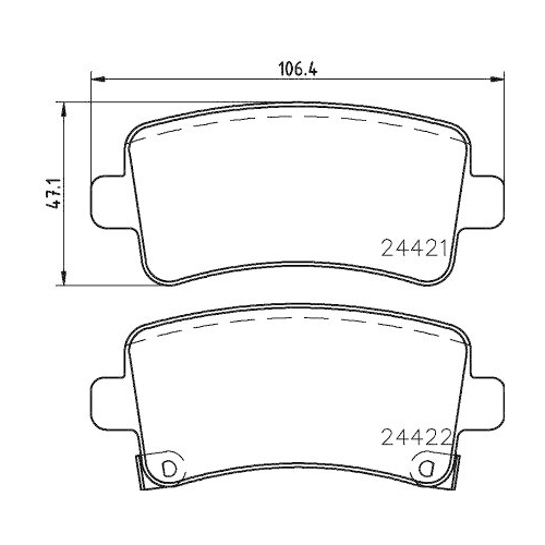 Bremsbelagsatz Scheibenbremse Hella 8DB 355 037-651 f&uuml;r Opel Saab Vauxhall Buick