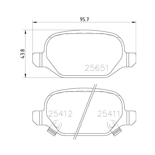 Bremsbelagsatz Scheibenbremse Hella 8DB 355 020-751 f&uuml;r Chrysler Fiat Ferrari