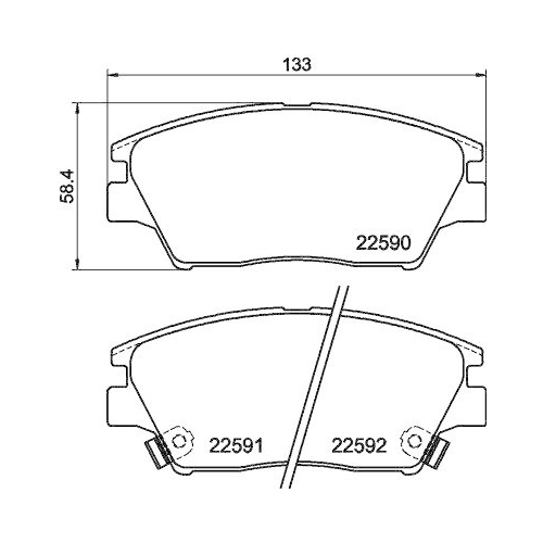 Bremsbelagsatz Scheibenbremse Hella 8DB 355 025-741 f&uuml;r Ssangyong Amc