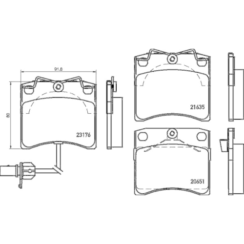 Bremsbelagsatz Scheibenbremse Hella 8DB 355 018-521 f&uuml;r Audi Seat Skoda VW Amc