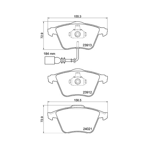 Bremsbelagsatz Scheibenbremse Hella 8DB 355 015-971 f&uuml;r Audi Seat Skoda VW
