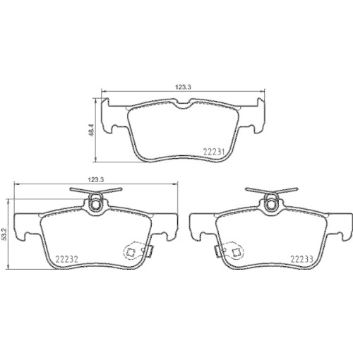 Bremsbelagsatz Scheibenbremse Hella 8DB 355 037-791 f&uuml;r Ford Amc Hinterachse