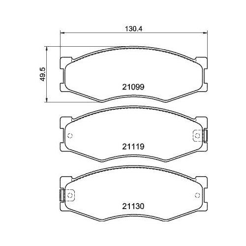 Bremsbelagsatz Scheibenbremse Hella 8DB 355 005-621 f&uuml;r Isuzu Nissan Infiniti