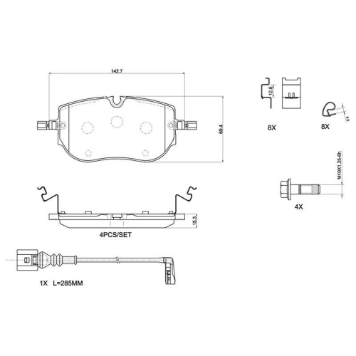 Bremsbelagsatz Scheibenbremse Brembo P85192 Prime Line f&uuml;r Audi Skoda VW Cupra