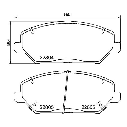 Bremsbelagsatz Scheibenbremse Hella 8DB 355 037-881 f&uuml;r Hyundai Amc Vorderachse