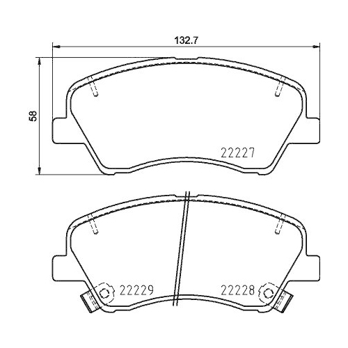 Bremsbelagsatz Scheibenbremse Hella 8DB 355 036-501 f&uuml;r Hyundai Kia Vorderachse