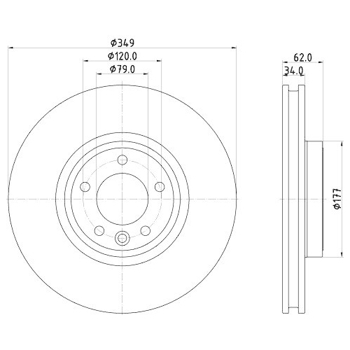 Bremsscheibe Hella 8DD 355 132-551 Pro Hc f&uuml;r Land Rover Vorderachse