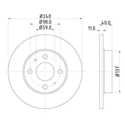 Bremsscheibe Hella 8DD 355 103-151 Pro f&uuml;r Alfa Romeo Fiat Ford Lancia Ferrari